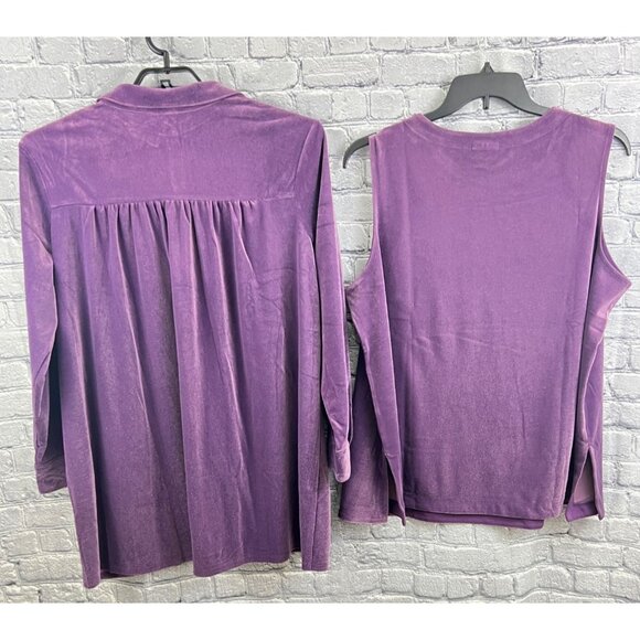 J.Jill Wearever Collection Purple Velvet Velour Shirt & Tank Top Set Size  2X - Picture 4 of 7